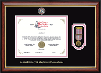 The Mayflower Society certificate frame - Masterpiece Medallion & Medal Certificate Frame in Southport Gold