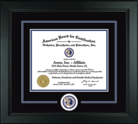 American Board for Certification in Orthotics, Prosthetics & Pedorthics certificate frame - Lasting Memories Circle Logo Certificate Frame in Arena