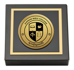 Judson Bible College paperweight - Gold Engraved Medallion Paperweight