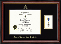 Sons of the American Revolution diploma frame - Certificate & Medal Frame in Southport Gold