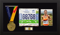 Marathon Medals frame - Marathon Medal, Bib, Photo & Engraved Plate Display Frame in Stealth