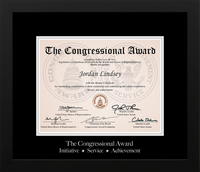 The Congressional Award certificate frame - Silver Embossed Certificate Frame in Stealth