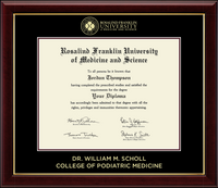 Rosalind Franklin University of Medicine and Science diploma frame - Gold Embossed Diploma Frame in Gallery