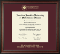 Rosalind Franklin University of Medicine and Science diploma frame - Gold Embossed Diploma Frame in Studio