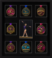 Medal Frames medal frame - Multi-Gymnastics Medals & Photo Display Frame in Stealth