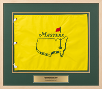 Golf Memorabilia Frames 13x17 personalize golf flag frame - 13' x 17' Golf Pin Flag Frame with Engraved Gold Plate in Natural