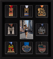 Marathon Medals medal frame - Multi-Marathon Medals & Photo Display Frame in Stealth