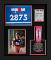 Marathon Medals medal frame - Triathlon Medal, Bib, Photo & Engraved Plate Display Frame in Stealth